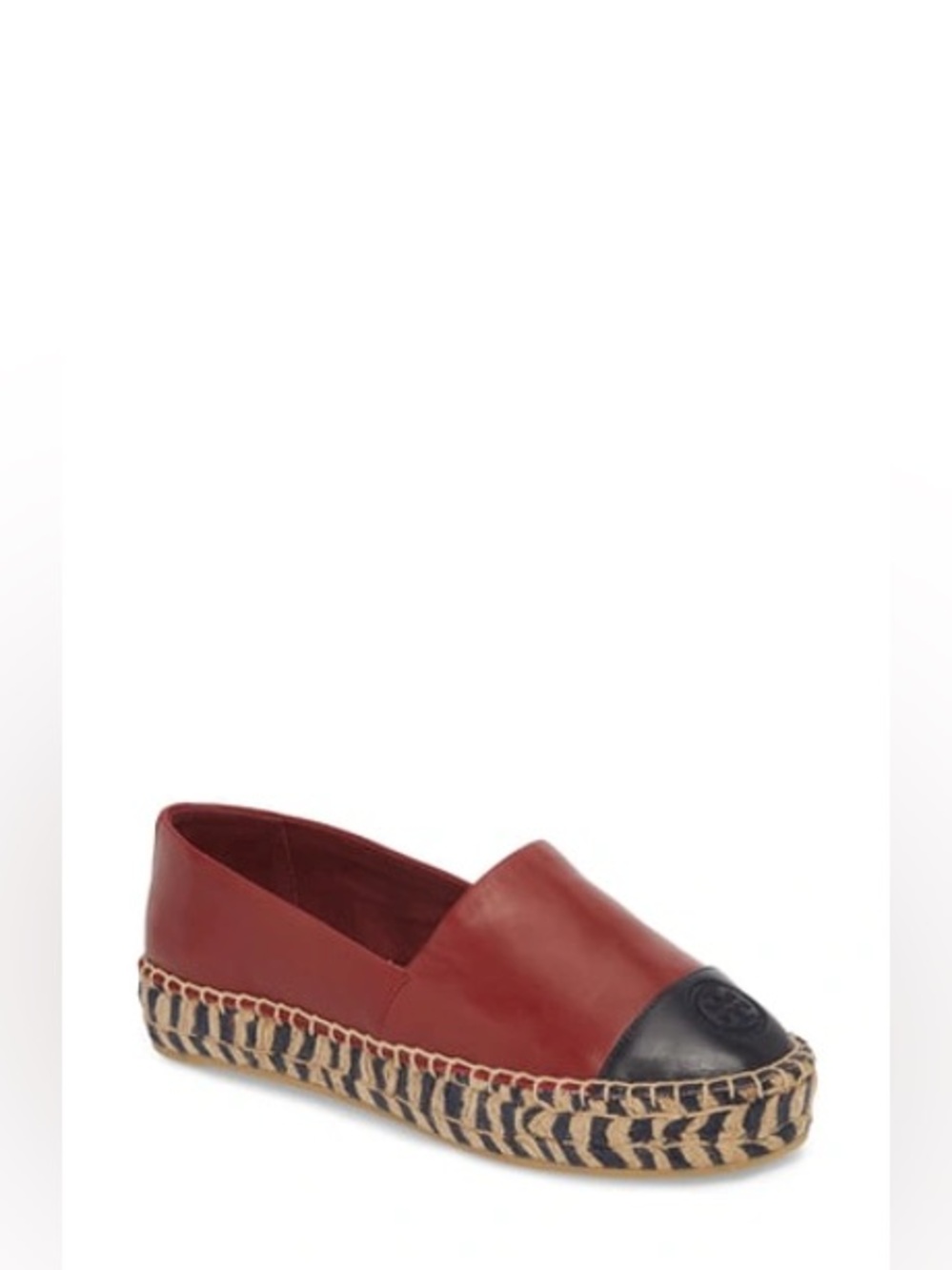 Tory Burch Tuscan Wine & Navy Color-Block Espadrille Platform Loafers 8.5